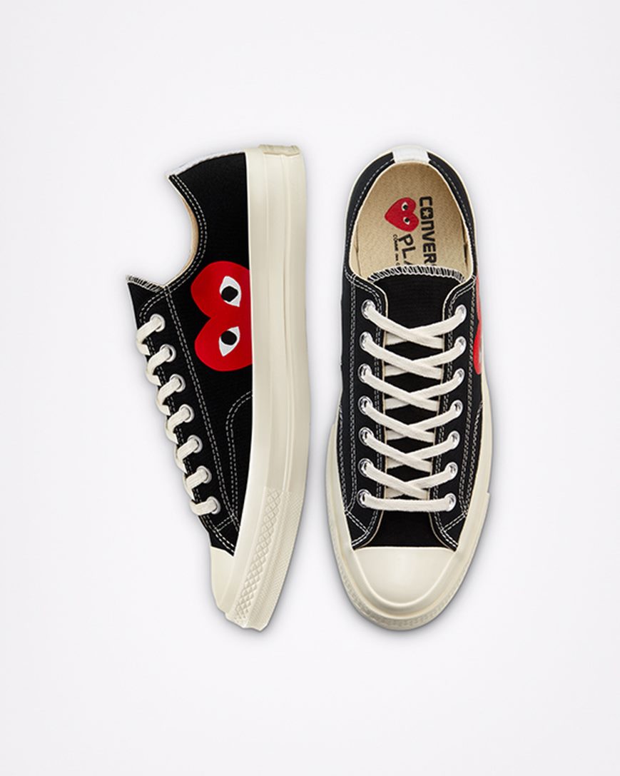 Pánské Boty Nízké Converse x Comme des Garçons PLAY Chuck 70 Černé Bílé Červené | CZ GSLM46